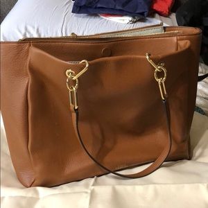 Tan handbag or computer case/book bag